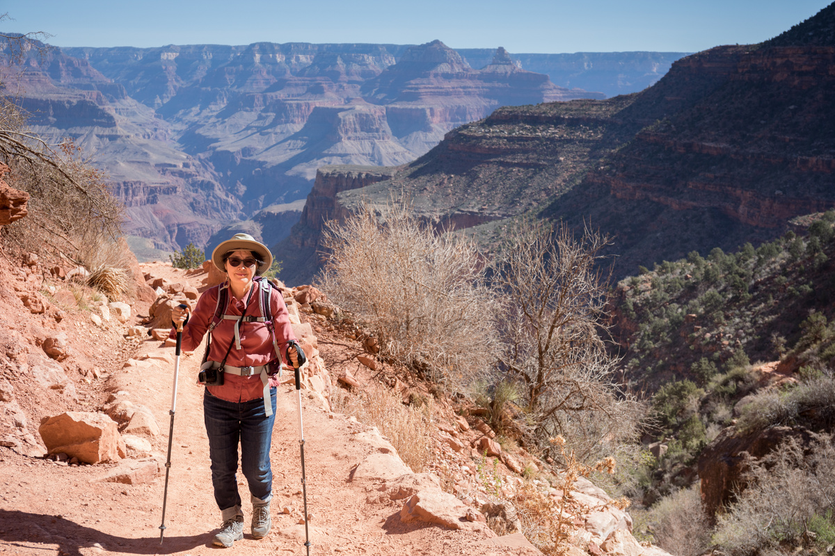 mature woman hiking Grand Canyon